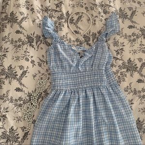 NWT blue cottagecore gingham picnic dress size s
